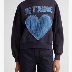 Cinq à Sept Navy Je T'aime Heart Sweatshirt